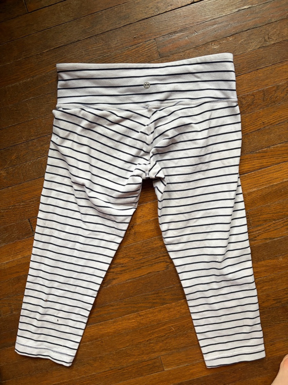 lululemon athletica White and Black Striped High-Rise Crop Leggings